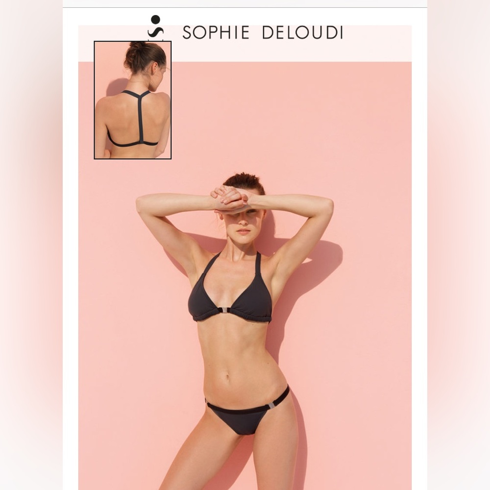 NWT Sophie Deloudi Black and Gray Bikini Set Size S Purchased in Greece